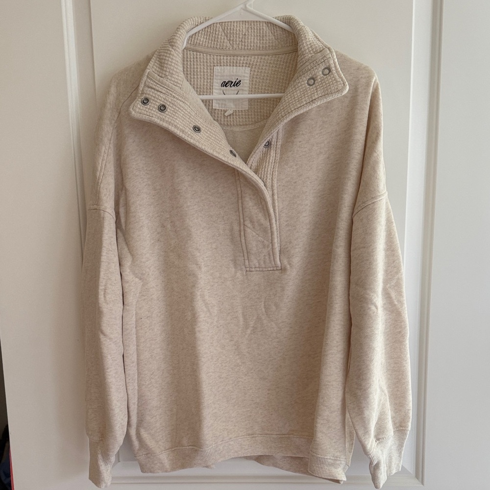 Aerie Cream Quarter-Zip Sweater